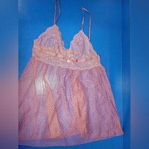 Victoria's Secret Sheer Lace Chemise - Light Pink Sz L
